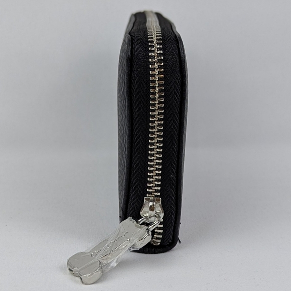 marc tetro Boston Terrier Wallet Clutch Zip Around PVC Saffiano Black NWOT - Picture 5 of 13